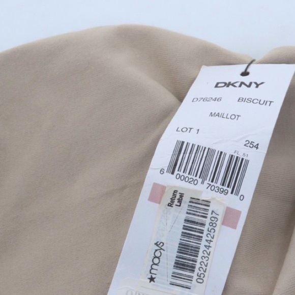 NWT DKNY Tan Side Button One Piece Swimsuit - Sz 12 / L - Picture 5 of 9